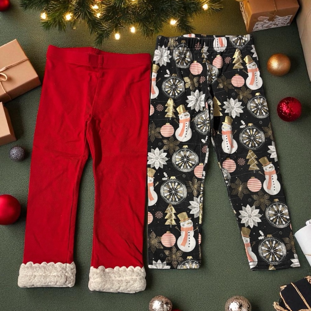 Lot of 2 Sz 2T Toddler Holiday Leggings